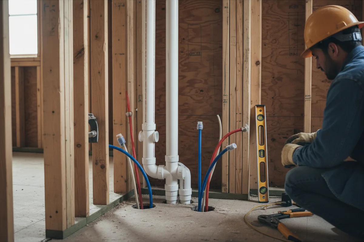 Drain and supply rough-in during Leak Detection in Baldwin